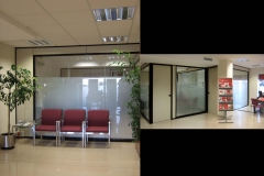 Mamparas y Divisiones para Oficinas de vidrio con vinilos en Barcelona